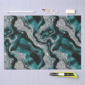 Eleganter Aquamariner und silberner Glitzer Agate  Seidenpapier (Handwerk)