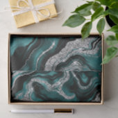 Eleganter Aquamariner und silberner Glitzer Agate  Seidenpapier (Geschenk)