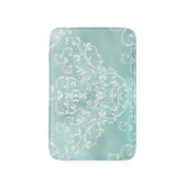 Eleganter Aquamariner und weißer Damast Badematte (Vorderseite Vertikal)