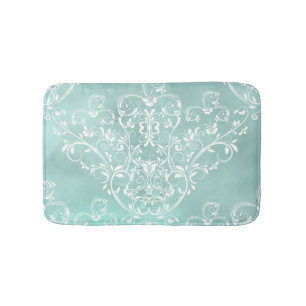 Eleganter aquamariner und weißer Damast Badematte