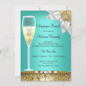 Eleganter Aquamariner Weißer Champagner Einladung (Vorderseite)