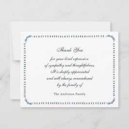 Eleganter Aquarell Blau & Weiß Rahmen Dankeskarte