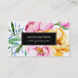 Eleganter Aquarell-Blumenstrauß Visitenkarte