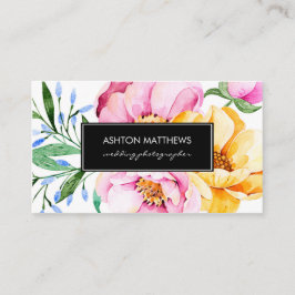 Eleganter Aquarell-Blumenstrauß Visitenkarte