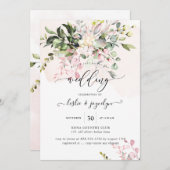 Eleganter Aquarell Dusty Blush Pink Eukalyptus Einladung (Vorne/Hinten)