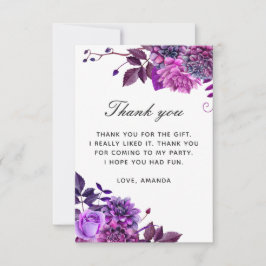 Eleganter Aquarell lila lila Blumengeburtstag Dankeskarte