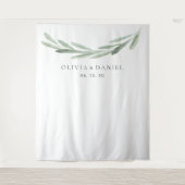 Eleganter Aquarell-Ölzweig-Hochzeits-Hintergrund Wandteppich (Vorderseite)