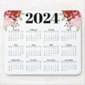 Eleganter Aquarell weiß 2024 Kalender Mousepad (Vorne)