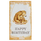 Eleganter Aquarellbär zum Geburtstag Kleine Geschenktüte (Rückseite)