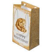 Eleganter Aquarellbär zum Geburtstag Kleine Geschenktüte (Rückseite Schrägansicht)