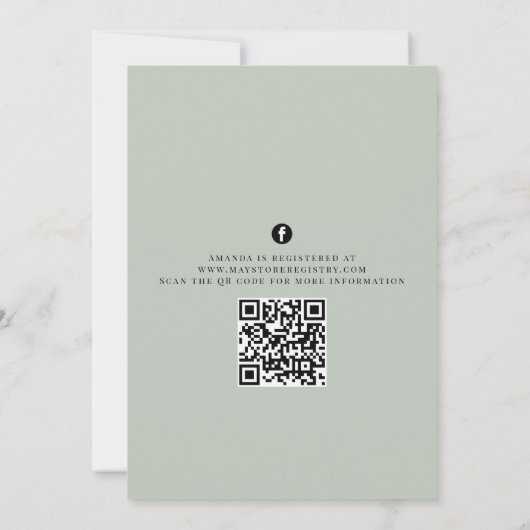 Eleganter Aquarellblush Bloral Foliage QR Code Einladung (Rückseite)