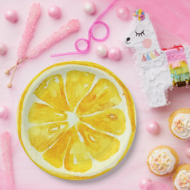 Eleganter Aquarellcitrus Geburtstagsparty gelb Pappteller