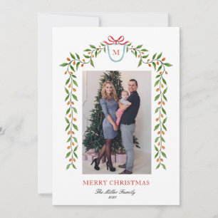 Eleganter Aquarellgarn Monogram Holiday Ankündigung
