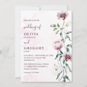 Eleganter Aquarellgarten Blume Hochzeit Einladung (Vorderseite)