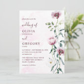 Eleganter Aquarellgarten Blume Hochzeit Einladung (Stehend Vorderseite)