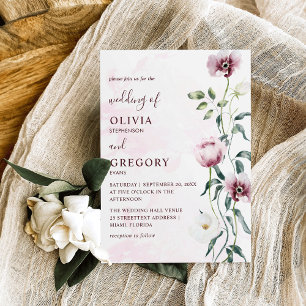 Eleganter Aquarellgarten Blume Hochzeit Einladung