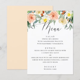 Eleganter Aquarellgarten Hochzeit Menükarte