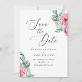 Eleganter Aquarellgarten Hochzeit Rosa Boho Save The Date (Vorderseite)
