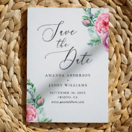 Eleganter Aquarellgarten Hochzeit Rosa Boho Save The Date