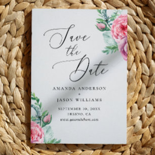 Eleganter Aquarellgarten Hochzeit Rosa Boho Save The Date