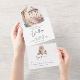 Eleganter Aquarellgarten Hochzeit UAwg All In One Einladung