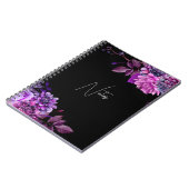 Eleganter Aquarellgarten mit lila und schwarzem Bl Notizblock (Linke Seite)