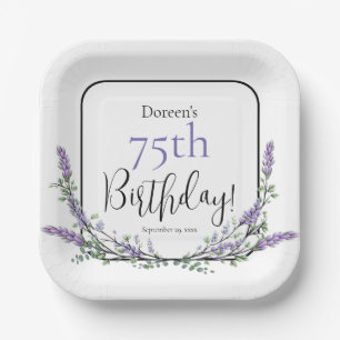 Eleganter Aquarelllavender botanischer Geburtstag Pappteller