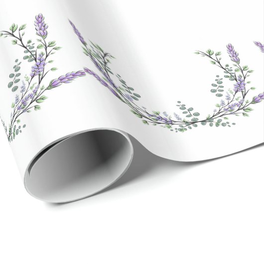 Eleganter Aquarelllavender Eucalyptus Geschenkpapier (Rolleneckpunkt)
