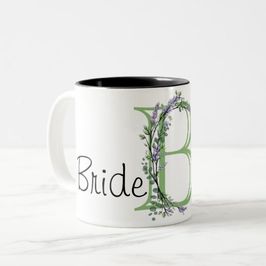 Eleganter Aquarelllavender Eukalyptus Bride Zweifarbige Tasse (Vorderseite Links)