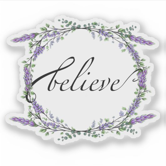 Eleganter Aquarelllavender Eukalyptus Glaube Aufkleber (Vorderseite)