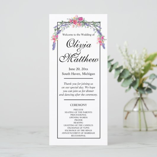 Eleganter Aquarelllavender in Rosa rosa (Stehend Vorderseite)