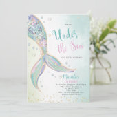 Eleganter Aquarellmaid-Schwanz unter 2. Geburtstag Einladung (Stehend Vorderseite)