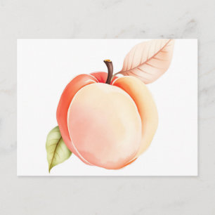 Eleganter Aquarellpfirsich im weißen Hintergrund Postkarte
