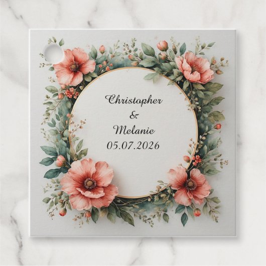 Eleganter Aquarellrahmen Geschenkanhänger (Vorderseite)