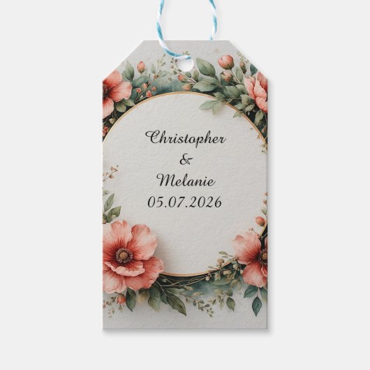 Eleganter Aquarellrahmen Geschenkanhänger (Vorderseite)