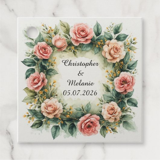 Eleganter Aquarellrahmen Geschenkanhänger (Vorderseite)