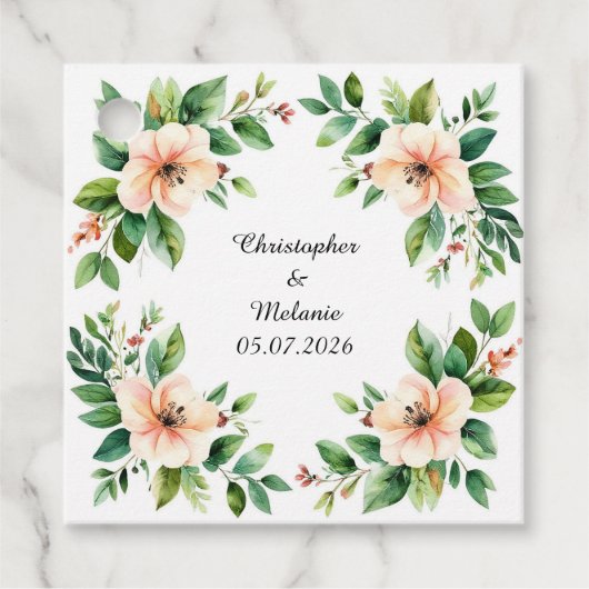 Eleganter Aquarellrahmen Geschenkanhänger (Vorderseite)
