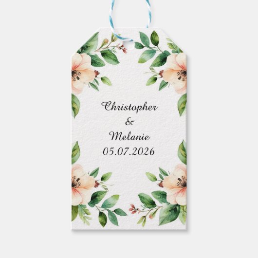 Eleganter Aquarellrahmen Geschenkanhänger (Vorderseite)