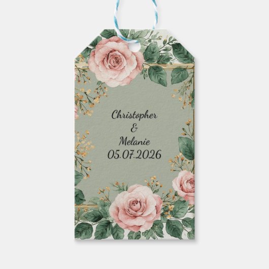 Eleganter Aquarellrahmen Geschenkanhänger (Vorderseite)