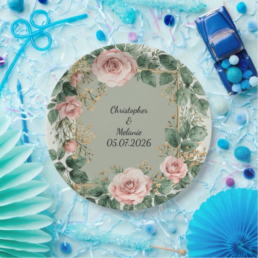 Eleganter Aquarellrahmen Pappteller (Party)