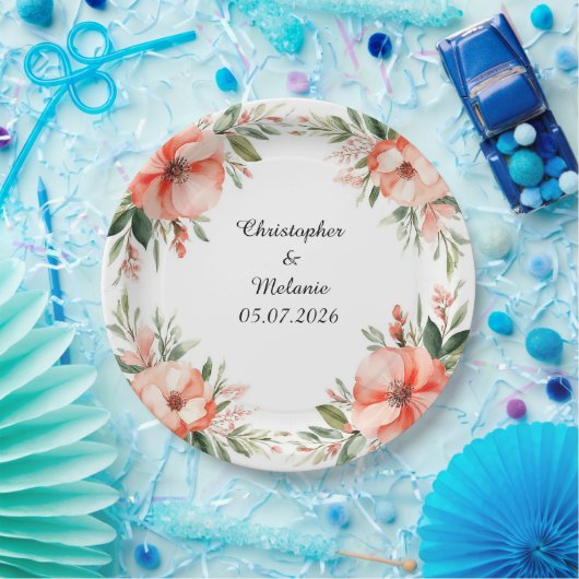 Eleganter Aquarellrahmen Pappteller (Party)