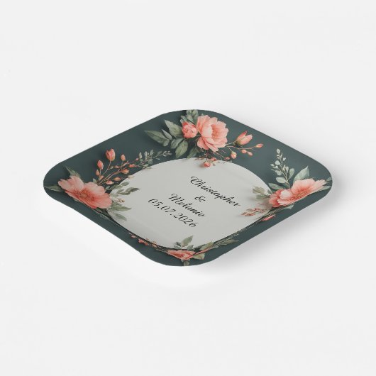 Eleganter Aquarellrahmen Pappteller (Gewinkelt)