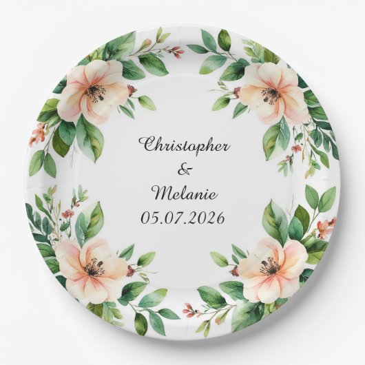 Eleganter Aquarellrahmen Pappteller (Vorderseite)