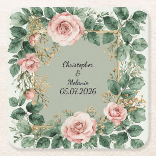 Eleganter Aquarellrahmen Rechteckiger Pappuntersetzer