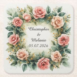 Eleganter Aquarellrahmen Rechteckiger Pappuntersetzer