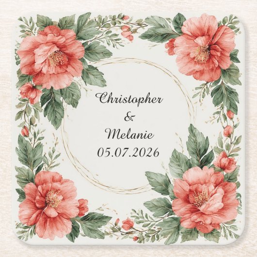 Eleganter Aquarellrahmen Rechteckiger Pappuntersetzer (Vorderseite)