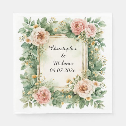 Eleganter Aquarellrahmen Serviette (Vorderseite)