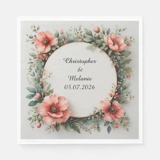 Eleganter Aquarellrahmen Serviette (Vorderseite)