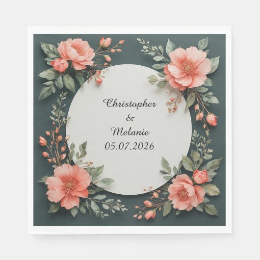 Eleganter Aquarellrahmen Serviette (Vorderseite)