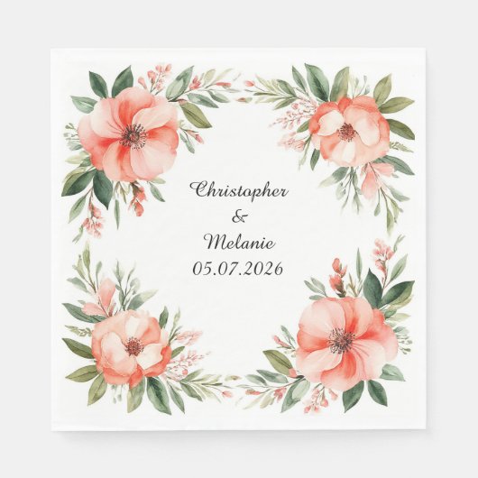 Eleganter Aquarellrahmen Serviette (Vorderseite)